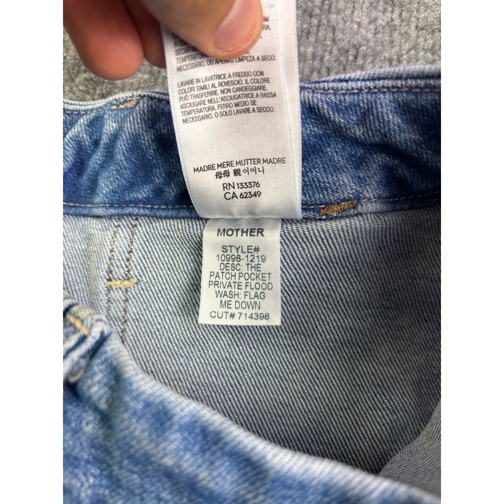 Mother Patch Pocket Private Flood Jeans Women Size 28 Blue High Rise Button Fly - Picture 11 of 12